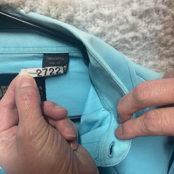 VTG Drysdales Pearl Snap Long Sleeve Shirt Men's Cowboy Ranch XL Turquoise Heavy - Picture 4 of 10